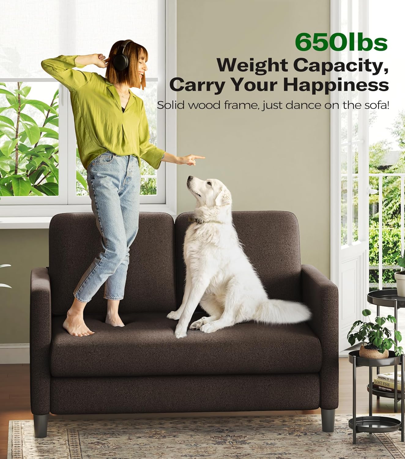 Loveseat Sofa 51" Love Seat Comfy Corduroy Small Loveseat Small Spaces Tool-Free Setup Couch