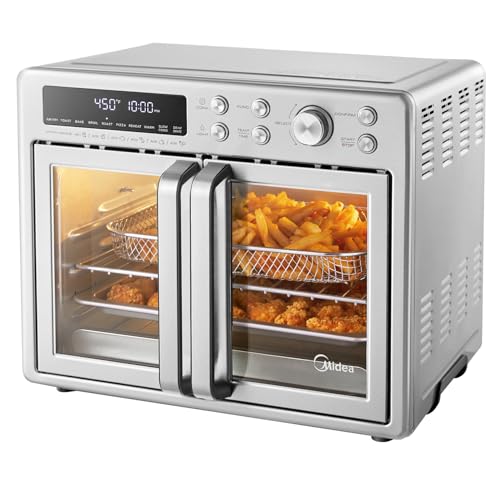 Midea Flexify French Door Toaster Oven Air Fryer Combo, 26.4 QT, Extra Large Air Fryer Countertop Oven 10 in 1 Combo, 25% Faster Cooking and 90% Less Oil, Stainless Steel : Home &amp; Kitchen