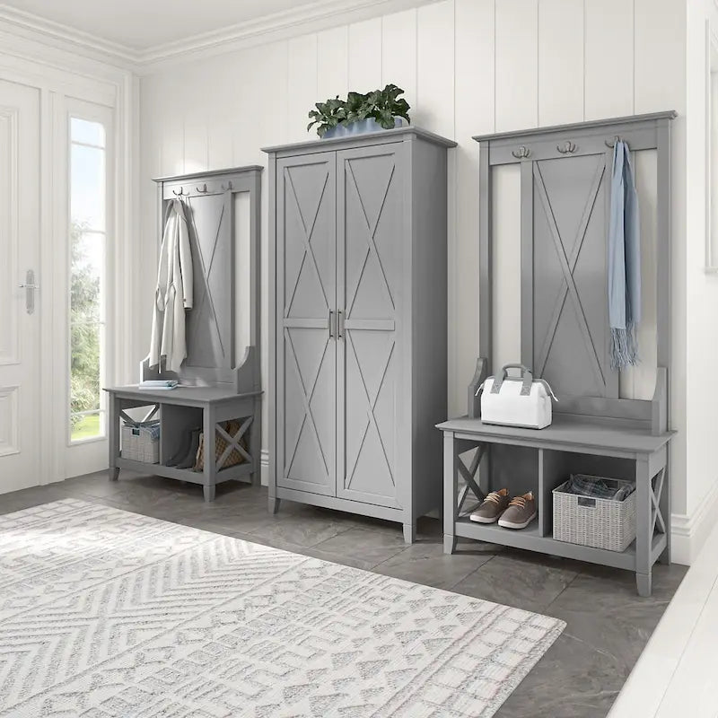 Key West Tall Storage Cabinet with Doors and Shelves by Bush Furniture