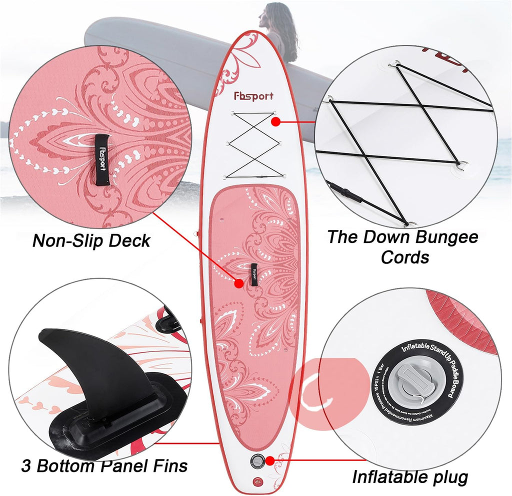 Premium Stand Up Paddle Board Yoga Board with Durable SUP Accessories & Carry Bag | Wide Stance Surf Control Non-Slip Deck Leash Paddle and Pump for Youth & Adult