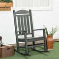 Outsunny 2 Pieces Outdoor Rocking Chair, All Weather-Resistant HDPE Rocking Patio Chairs with Rustic High Back, Armrests