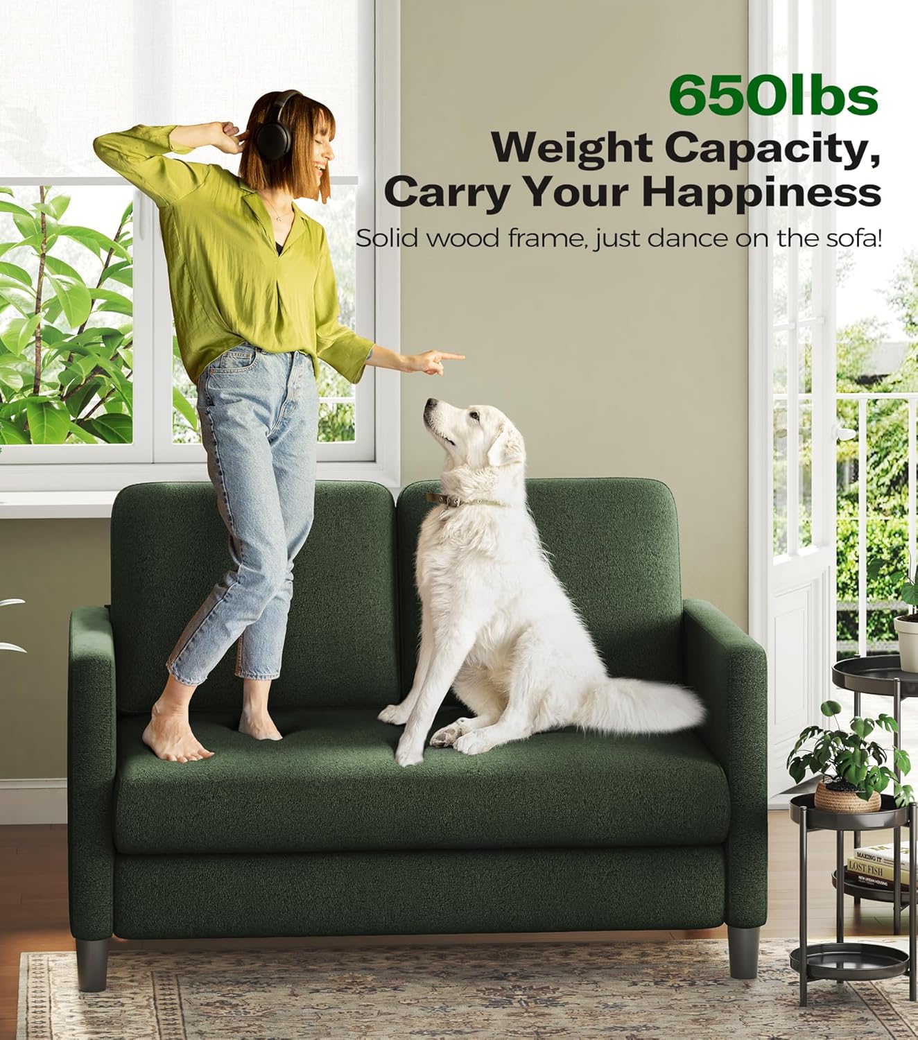 Loveseat Sofa 51" Love Seat Comfy Corduroy Small Loveseat Small Spaces Tool-Free Setup Couch