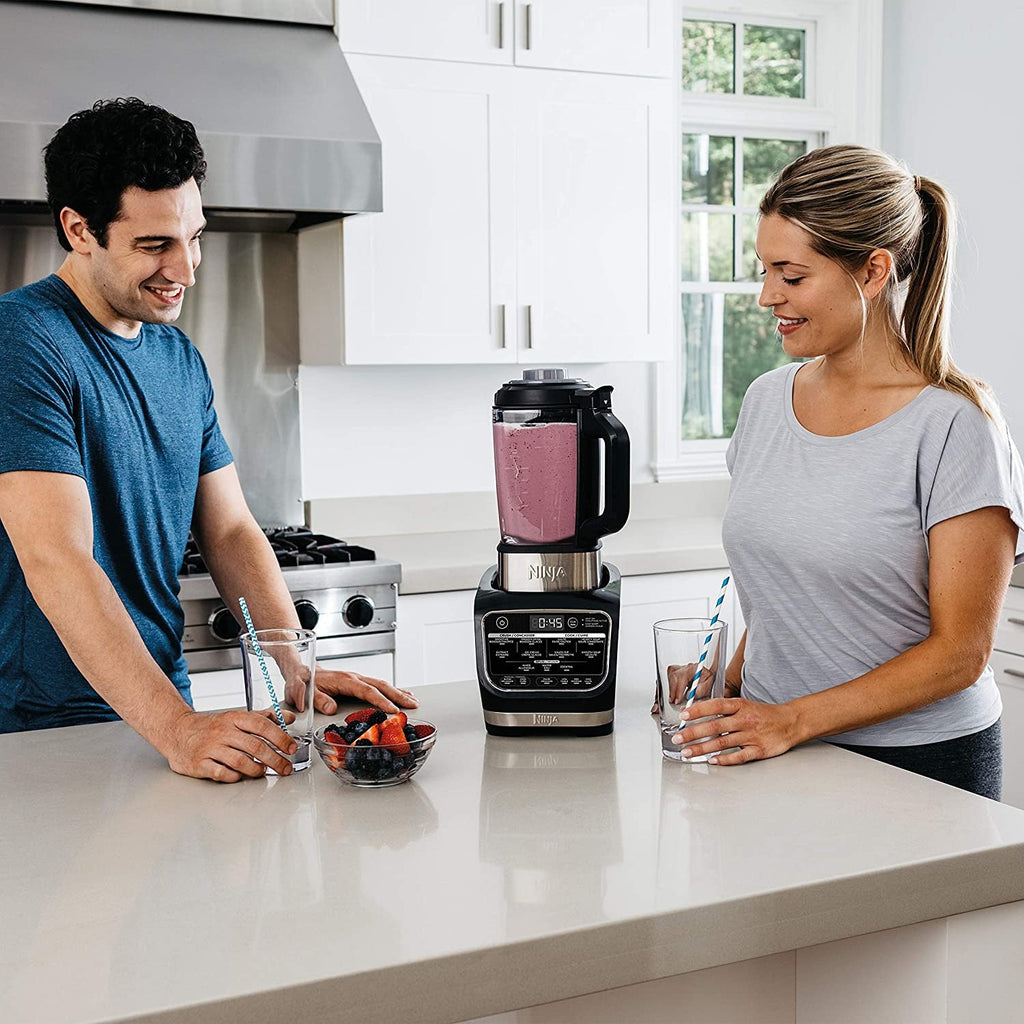 Ninja Foodi Cold &amp; Hot Blender With 1400 Peak Watts Nonstick Glass Pitcher (HB152), 64 oz, Black