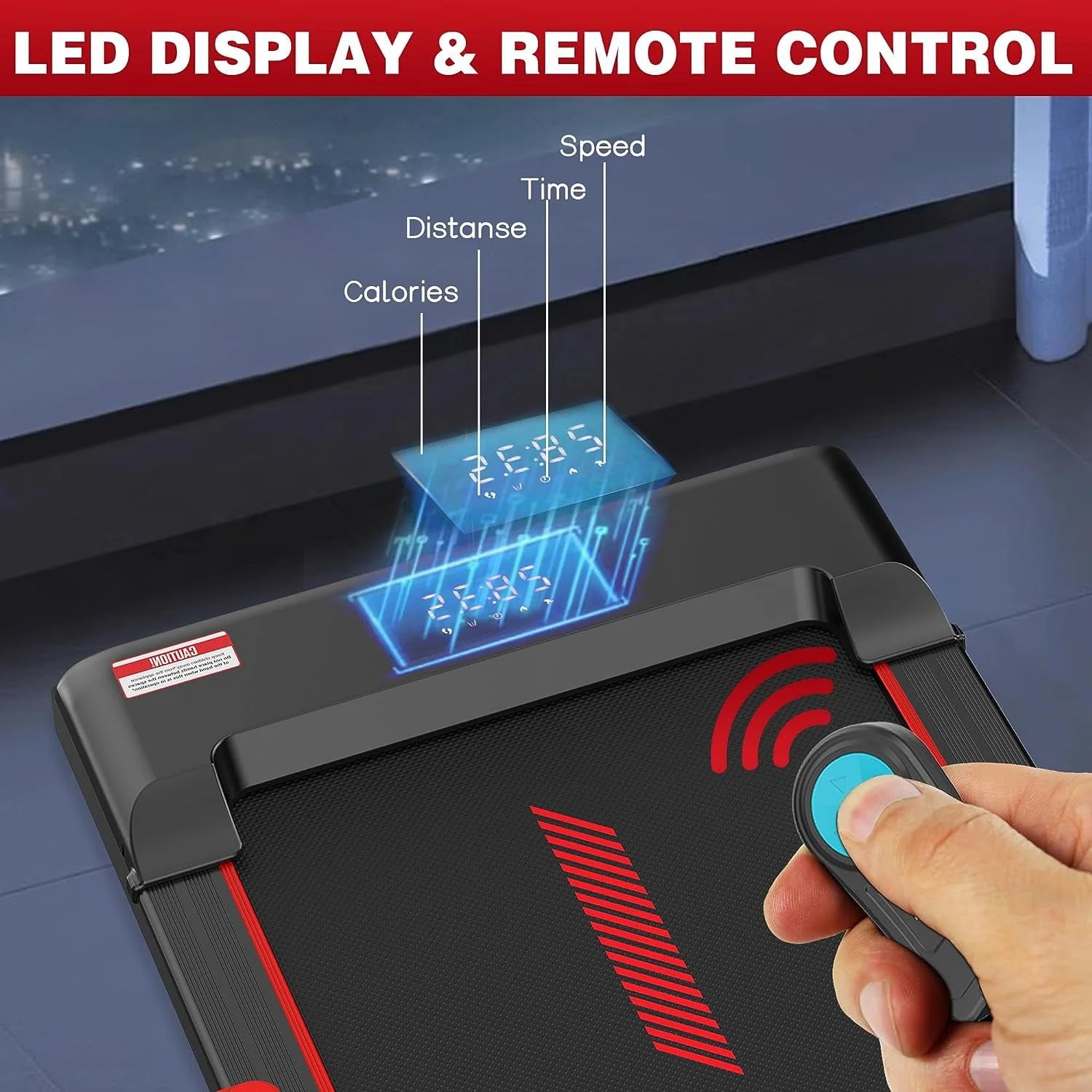 Superjoe Walking Pad Treadmill Under Desk 2 in 1 with Remote Control & Removable Handrails Under Desk Treadmills for Home Exercise Walking Running Jogging Machine LED Display Free Installation Red
