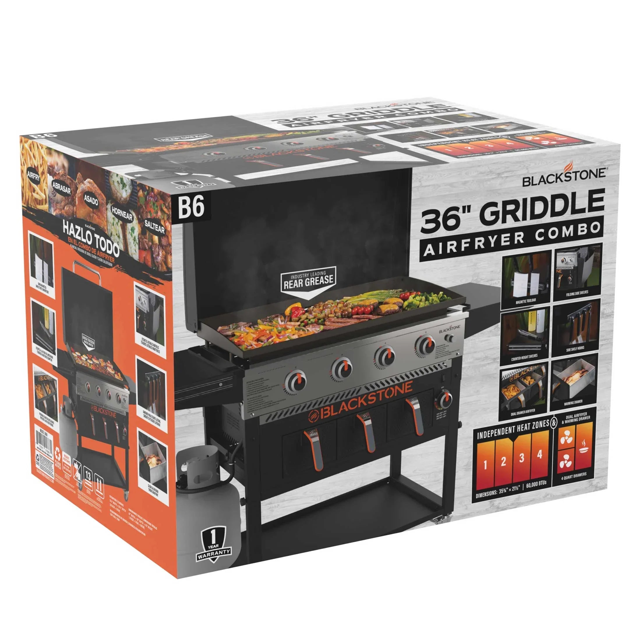 Blackstone 4-Burner 36" Propane Griddle with Air Fryer and Hood