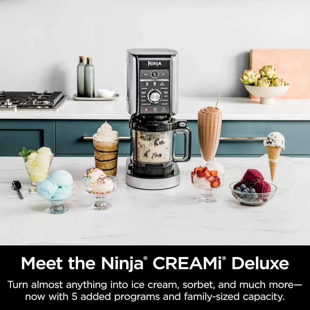 2025 NC301 CREAMi Ice Cream Maker, for Gelato, Mix-ins, Milkshakes, Sorbet, Smoothie Bowls & More, 7 One-Touch Programs, with (2) Pint Containers & Lids, Compact Size, Perfect for Kids, Silver