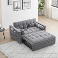 2025 3 in 1 Sleeper Sofa Couch Bed,Small Tufted Velvet Convertible Loveseat Futon Sofa w/Pullout Bed,Adjustable Backrest,Cylinder Pillows,Multi-Pockets,Phone Holder for Living Room Apartment,Grey,55.5"