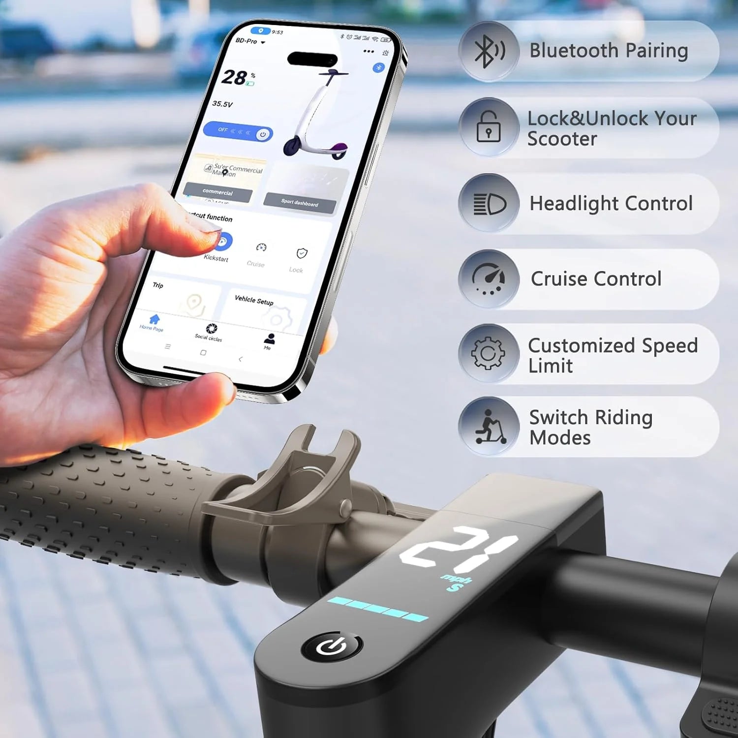 Electric Scooter Powerful Motor Dual Braking