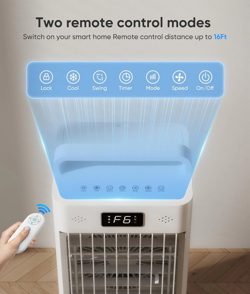 Portable Air Conditioners, 3-IN-1 Swamp Cooler, Evaporative Air Cooler,Remote & Touch Control, 90掳+90掳 Oscillation,LED Screen, Air Coolong Fan for Outdoor Indoor