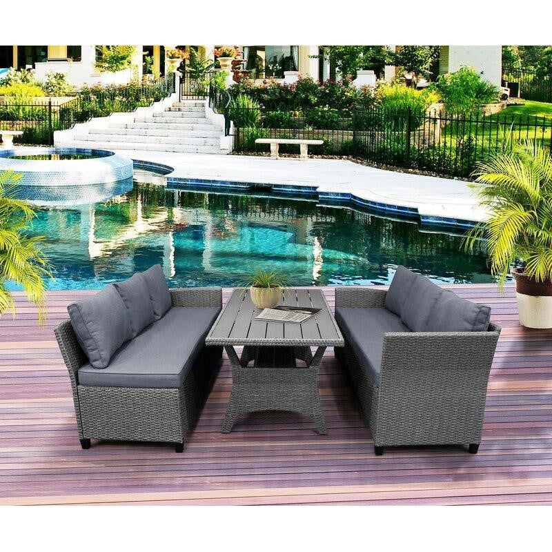 Bromford Rectangular 35.4'' Long Dining Set with Cushions