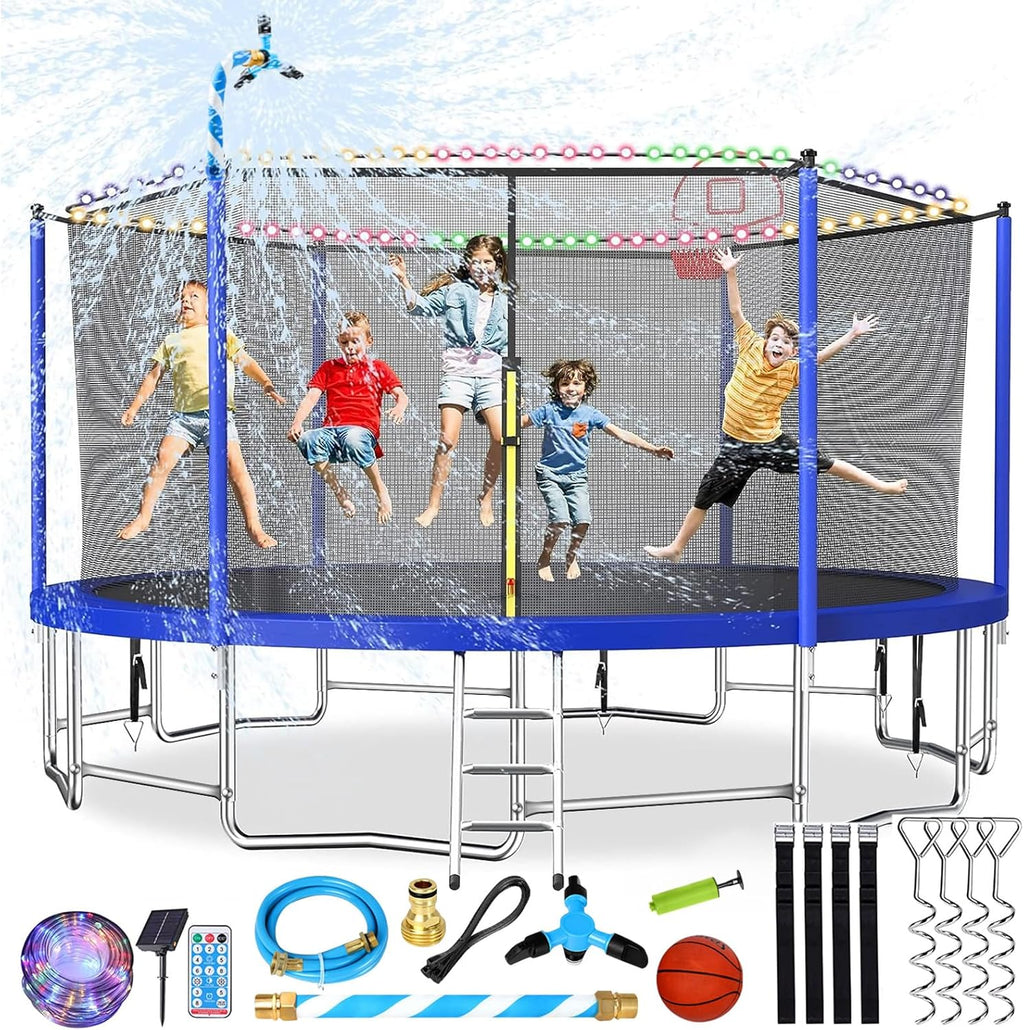 Upgraded 16Ft Trampoline with Basketball Hoop & Net