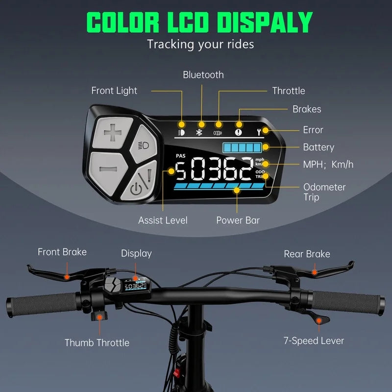 TST Electric Bike 4.0 Fat Tire Foldable Ebike 48V 13Ah Battery 750W Electric Commuter Bicycle with LCD 20" One-Step Folding Electric City Bike for Men Women Black