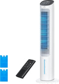 DREO Portable Air Conditioners Fan, 40锟�?Standing Fans that Blow Cold Air, Portable AC锟�?0掳 Oscillating Evaporative Air Cooler锛�Removable Water Tank, Ice Packs, Remote Control, 4 Speeds, 7H Timer, White