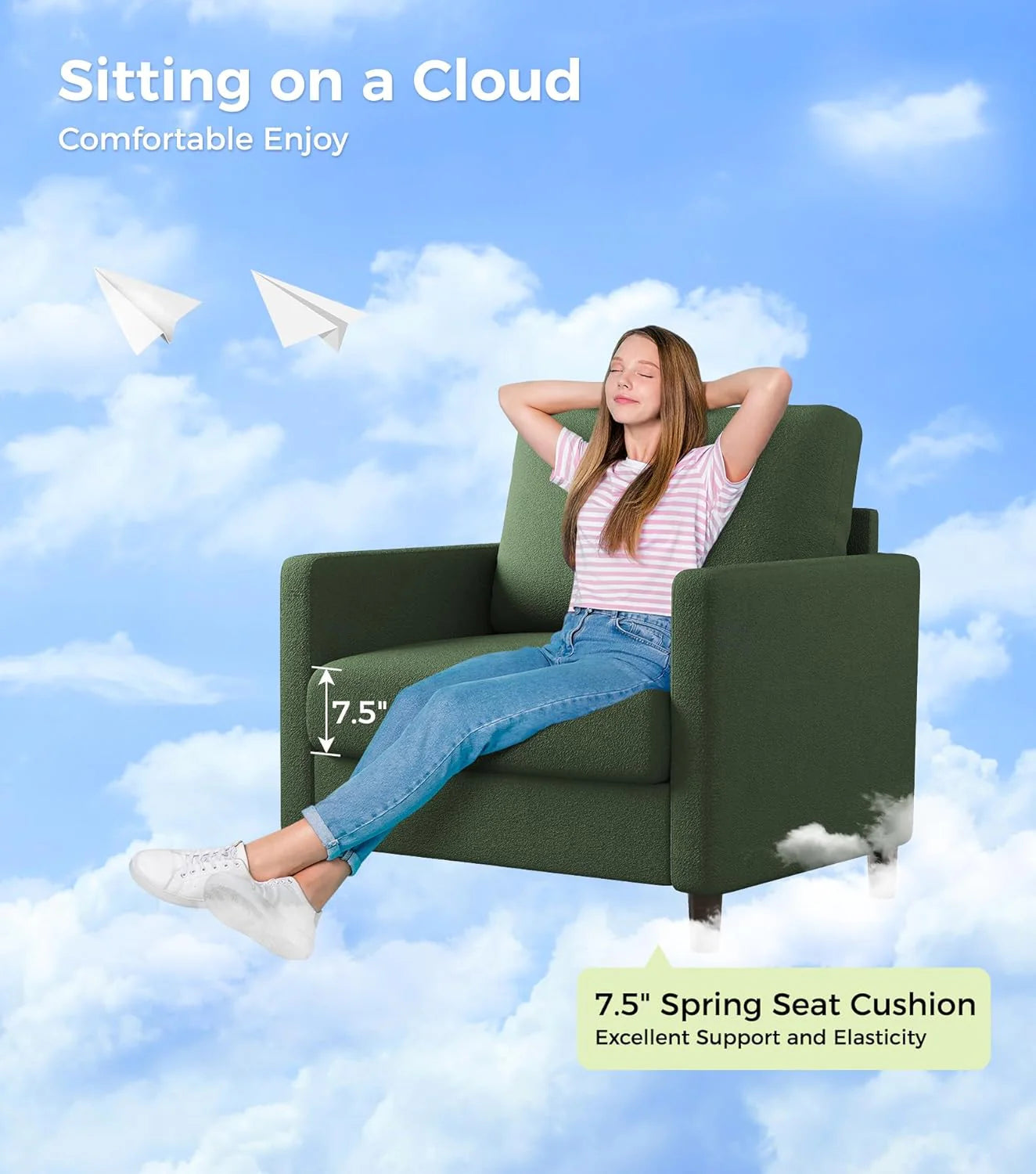Loveseat Sofa 51" Love Seat Comfy Corduroy Small Loveseat Small Spaces Tool-Free Setup Couch