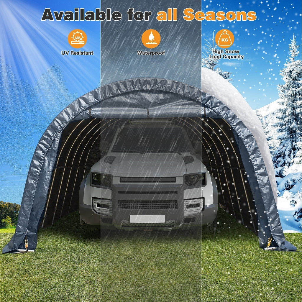 Outdoor Storage Shed and Carport Canopy: Portable Shelter for Bikes, Motorcycles, and Garden Storage