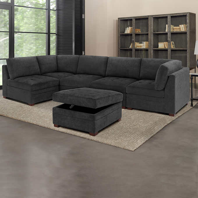 2025 Thomasville Tisdale Fabric Sectional with Storage Ottoman
