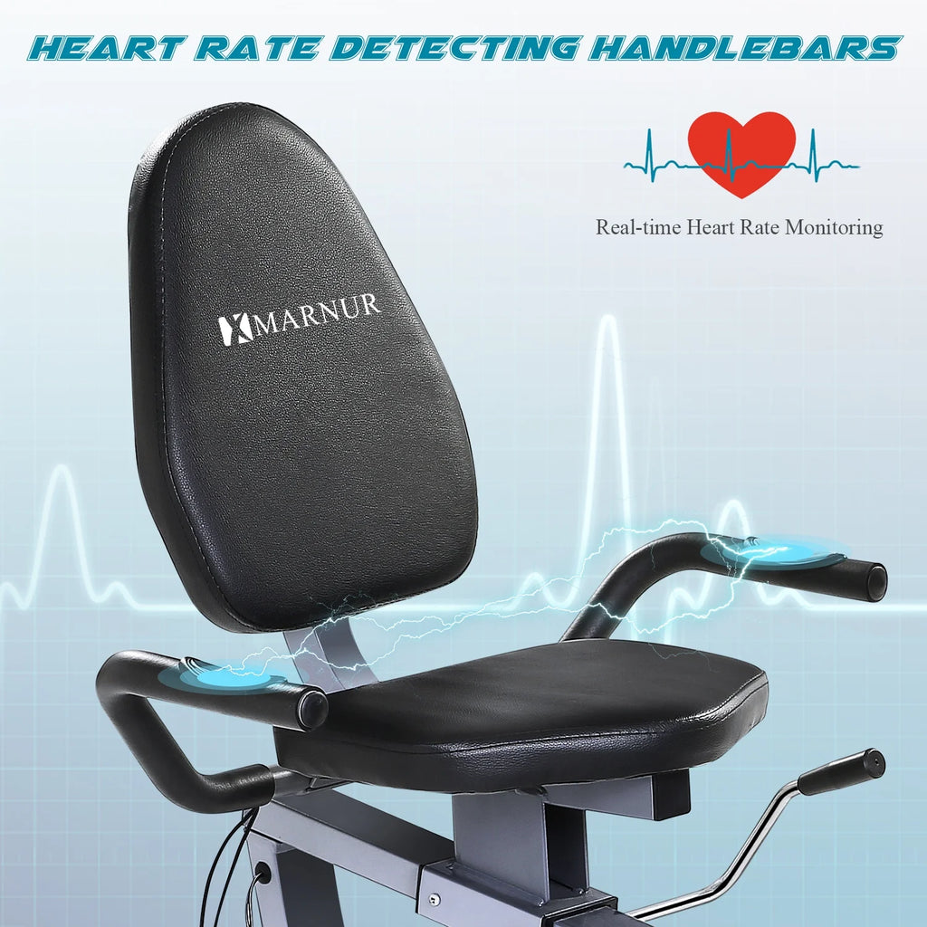 2025 Recumbent Exercise Bike with 8 Levels Adjustable Resistance, LCD Monitor, Pad Holder, Wheels
