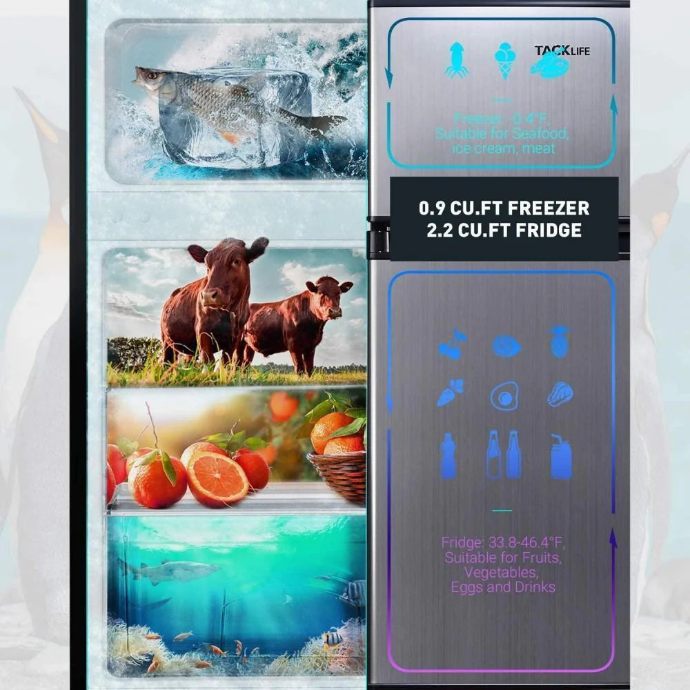 2025 Mini Fridge with Freezer, 3.1 Cu.Ft Small Refrigerator, Compact Refrigerator with LED Light