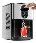 Antarctic Star Nugget Ice Maker Countertop with Soft Chewable Ice, 44Lbs/24H Portable Pellet Ice Machine with Self-Cleaning, One-Click Operation, for Home/Kitchen/Office, Stainless Steel, Black