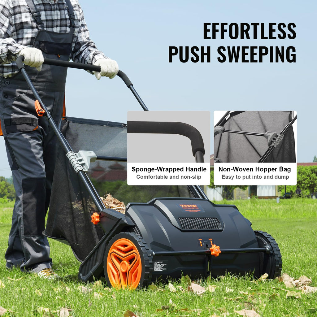 2025 Push Lawn Sweeper, 21 Inch Leaf & Grass Collector