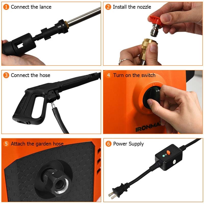 3500PSI Electric Pressure Washer 1800W 2.6 GPM Portable Electric Power Washer with 4 Nozzles