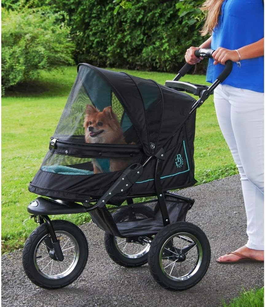 2025 No-Zip NV Pet Stroller for Cats/Dogs, Zipperless Entry, Easy One-Hand Fold, Gel-Filled Tires, Plush Pad + Weather Cover Included, 3 colors