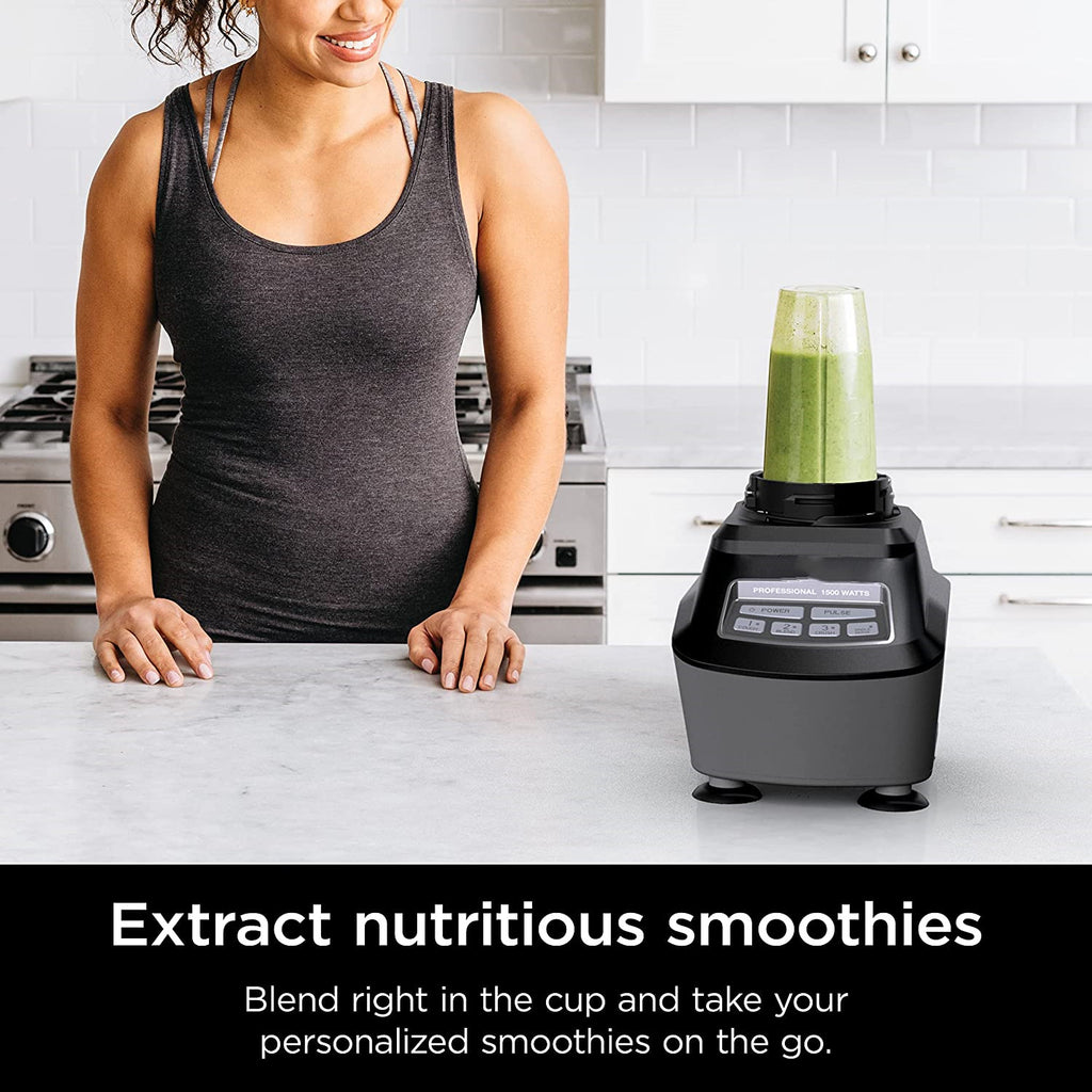 Mega Kitchen System 72 oz. Pitcher 8-Cup Food Processor 16 oz. Single Serve Cup 1500-Watt Black
