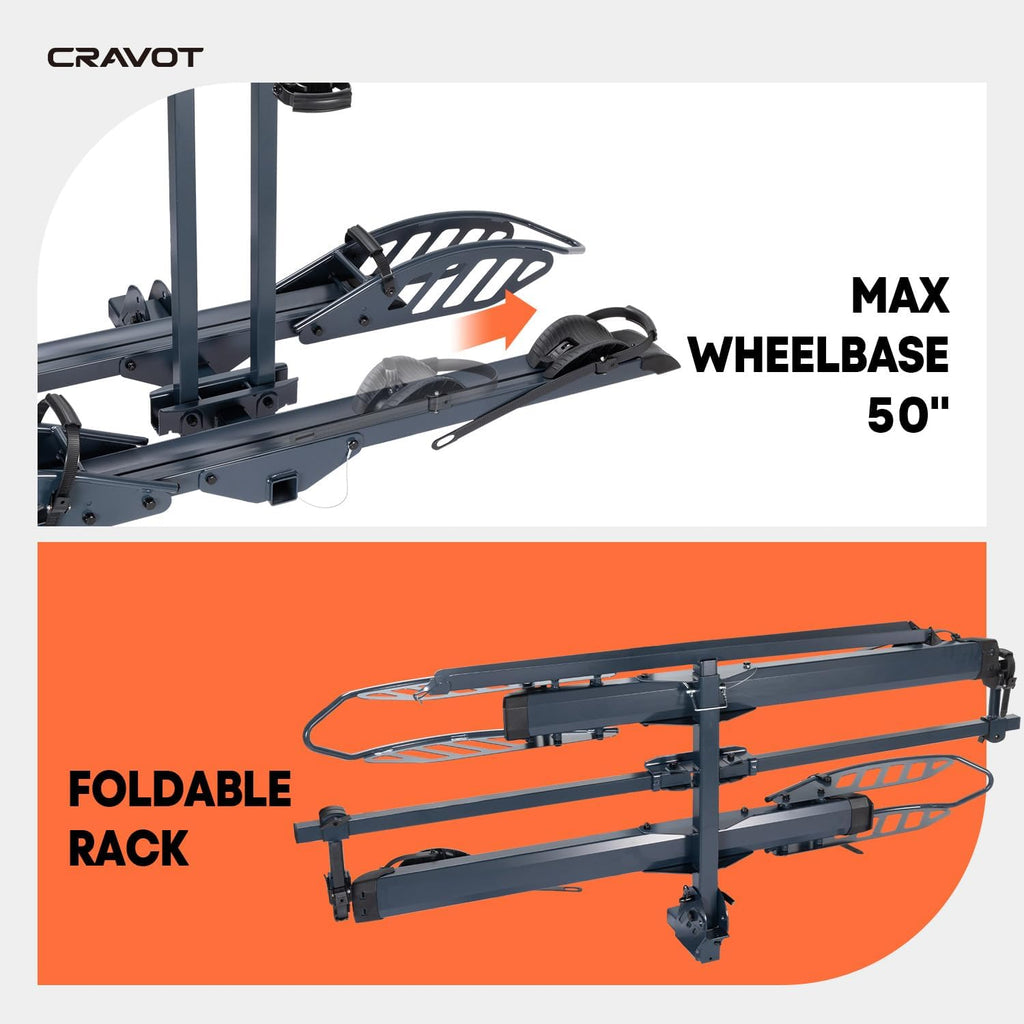 Cyberrack E2 Hitch Ebike Rack with Ramp, 200 Lbs Capacity
