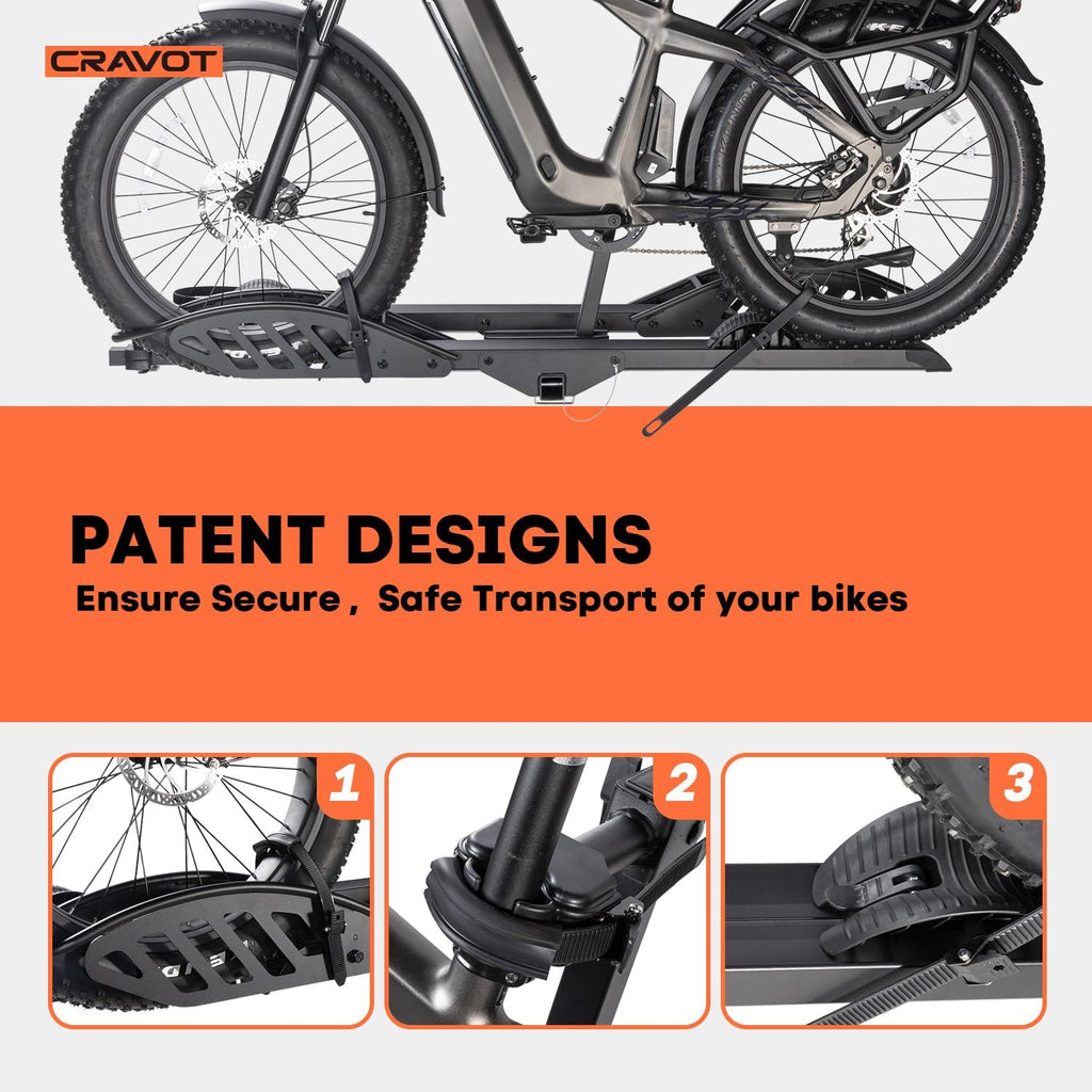 Cyberrack E2 Hitch Ebike Rack with Ramp, 200 Lbs Capacity