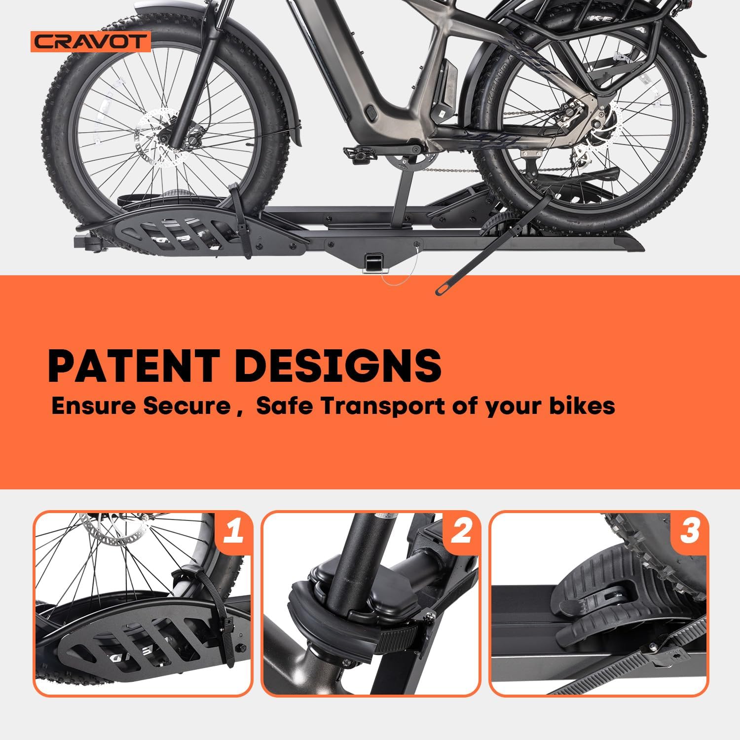 Cyberrack E2 Hitch Ebike Rack with Ramp, 200 Lbs Capacity