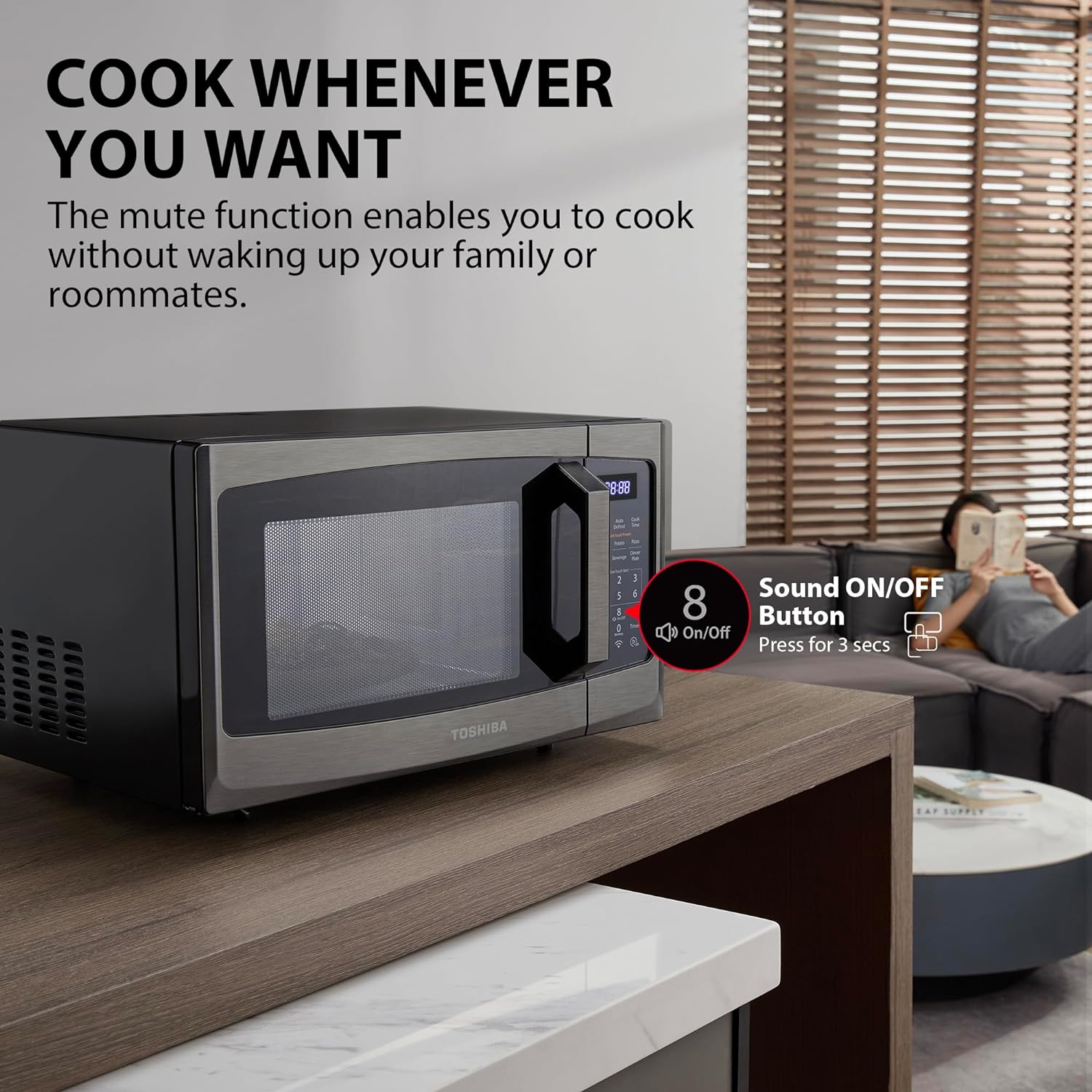 TOSHIBA 4-in-1 ML-EC42P(SS) Countertop Microwave Oven, Smart Sensor, Convection, Air Fryer Combo, Mute Function, Position Memory 13.6′′ Turntable, 1.5 Cu Ft, 1000W, Silver