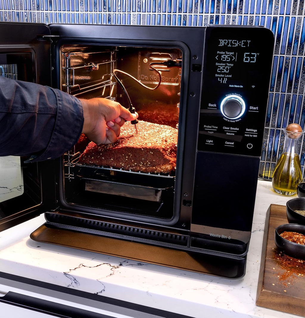 Smart Indoor Pellet Smoker, with Active Smoke Filtration, 5 Smoke Control Settings, WiFi Connected, Electric, Countertop BBQ Appliance, Black